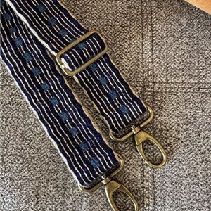 Parker Thatch Hand-Woven Adjustable Crossbody Strap in Blue and Tan